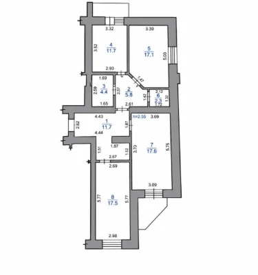 Spacious 3-bedroom apartment, 91 sq.m, CENTER, individual heating