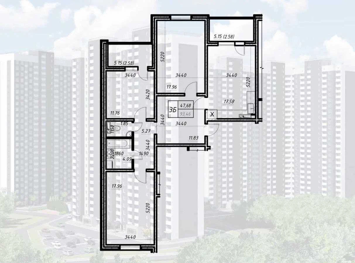 Сдам трехкомнатную квартиру (95 м²) в Киеве, Оболонский район
