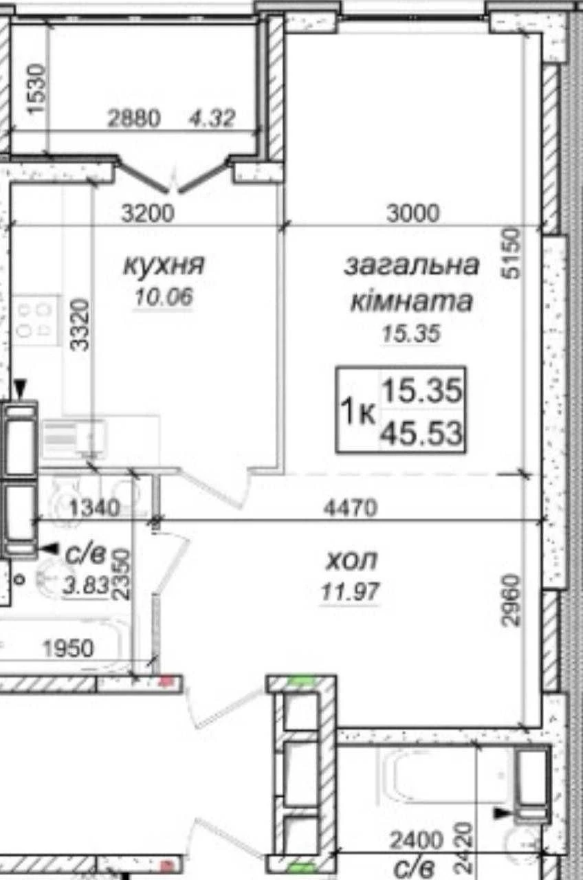 Sale of a spacious 1-bedroom apartment in the "Odessky Bulvar" residential complex