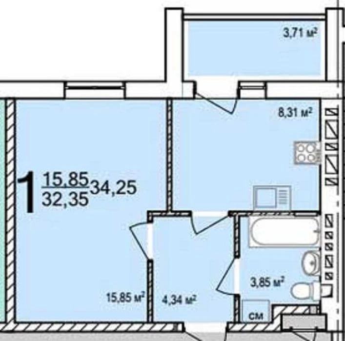 URGENT! Selling a REAL 1-room apartment, 35 sq. m., in the PTichka MV residential complex.