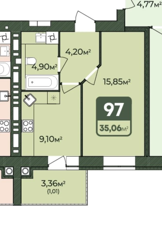 1-bedroom apartment in the WEST HOME residential complex. Great price, sale from...