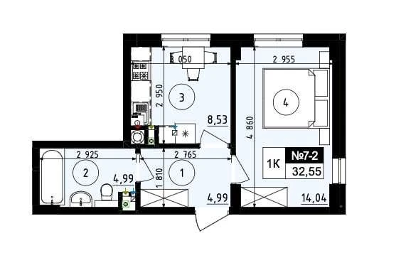 Sale of a 1-bedroom apartment in the Парус ONE residential complex