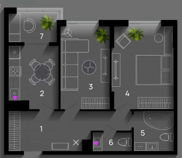 Two-bedroom apartment in SkyGarden Residence