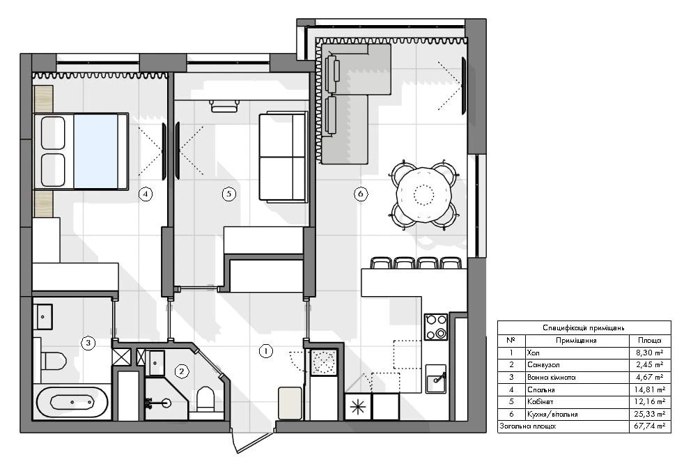 2-bedroom apartment in Warsaw Residential Complex