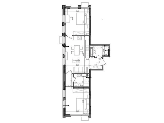 Sale of a 2-bedroom apartment 65.2 sq. m on Столичне 1B • ID 35028