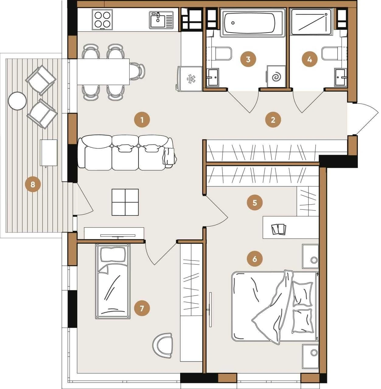 Sale of a view 2-bedroom apartment in a business class club house OLE