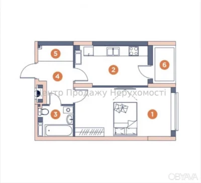 One-bedroom apartment, 42.32 sq m