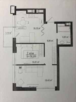 2-bedroom apartment for sale in a club house on Panasa Myrnego | Center