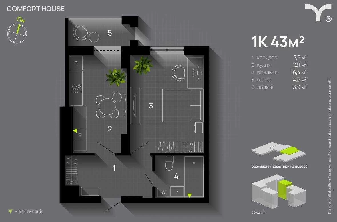 Однокімнатна квартира в ЖК Comfort House