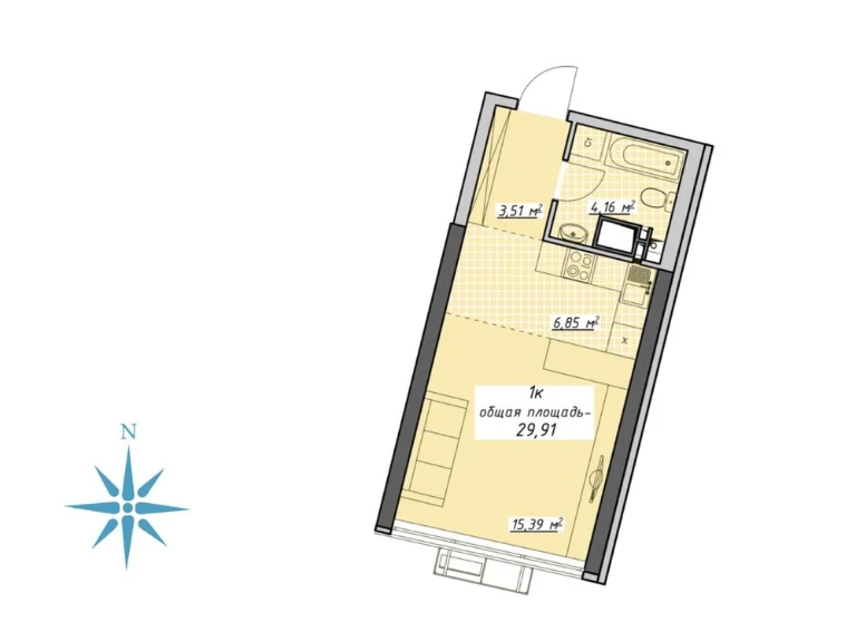 Apartment - Studio in ЖК Атмосфера