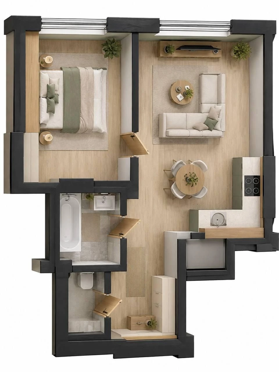 ЖК TRIVIUM | ВИДОВА 45 м² | КОТЕЛ ЗА 1 700 € + ТЕПЛА ПОДЛОГА