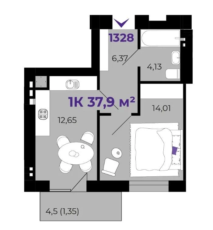 For Sale: 1-Bedroom Apartment 37.9 m² - Urgent