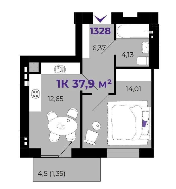 For Sale: 1-Bedroom Apartment 37.9 m² - Urgent
