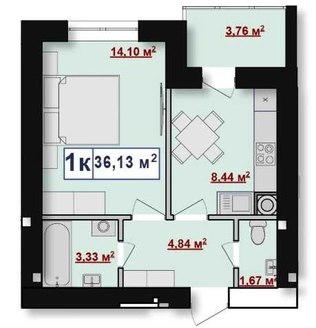 Sale of a 1-bedroom apartment under construction near the lake | Vyg