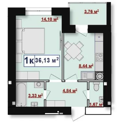 Sale of a 1-bedroom apartment under construction near the lake | Vyg