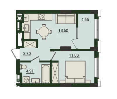 Продаж 1-кімнатної квартири 38 м² від забудовника, вул. Стрийська