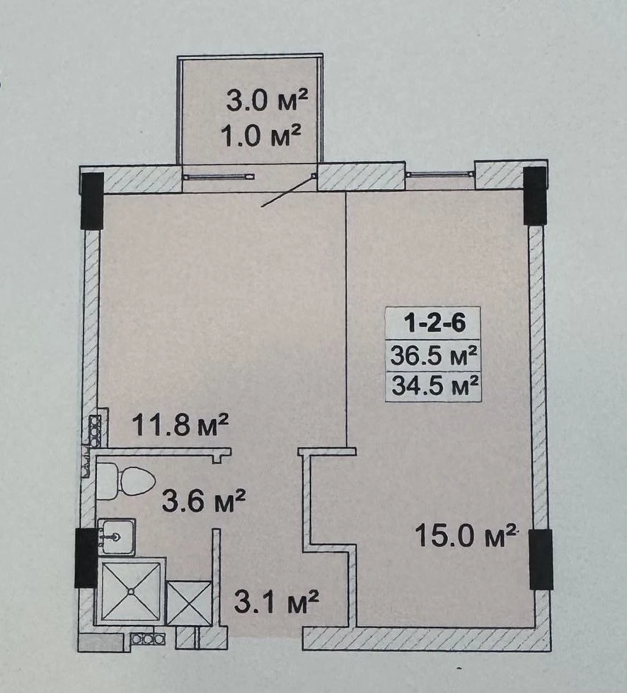 1-bedroom apartment for sale in Bochara Street, new building, no commission