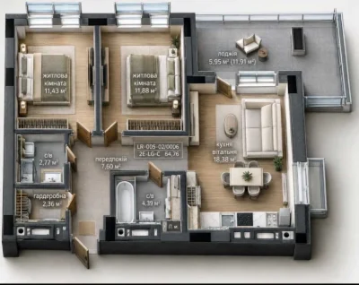 Sale of a 2-room apartment in Uzhgorod, Lizrome residential complex