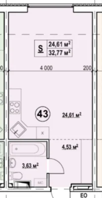 Apartment for sale - Studio near the Borispol'skaya metro station!