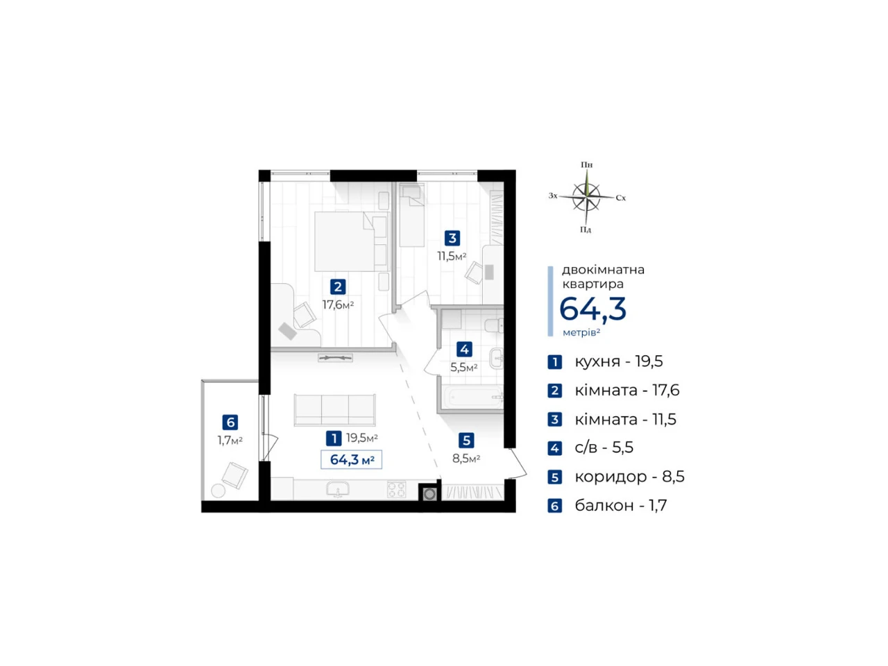 Sale Apartment Konval'tsia Chornovola