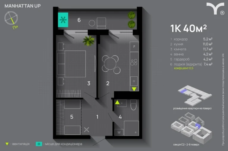 1 bedroom Manhattan up park lake center
