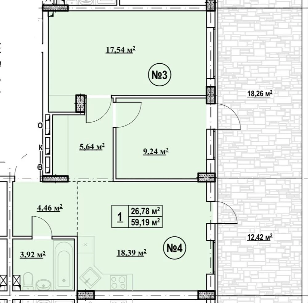 Apartment for sale with an area of 59.19 sq m in Bikivnya Forest!