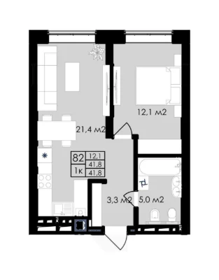 Sale of a 1-bedroom apartment (42 sq.m) on вул. Stryiska in the complex "Prostir"