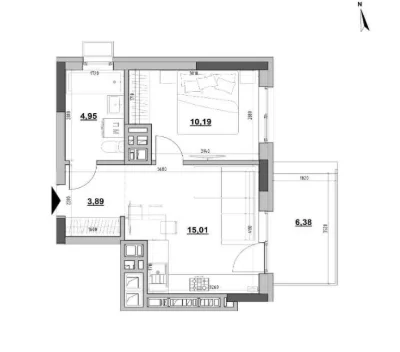 1-bedroom apartment 35.95 sq m in the Morning residential complex by RIEL, Львів (WITHOUT КО