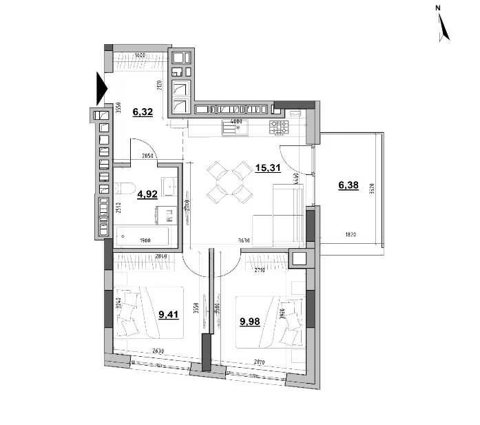 2-квартира 47,85 м² в ЖК Morning от РІЕЛ, Львов ( БЕЗ КОМ