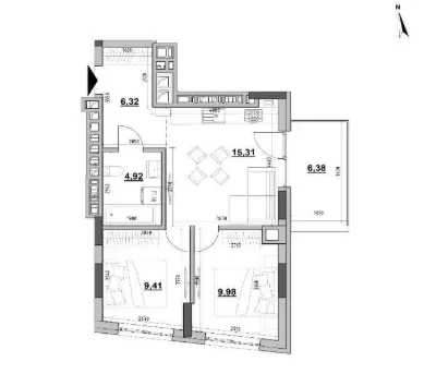 2-квартира 47,85 м² в ЖК Morning от РІЕЛ, Львов ( БЕЗ КОМ