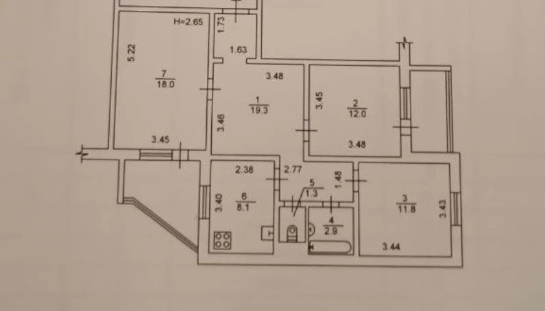 Sale of a 3-room apartment at Red Linden Street (Mayakovskiy)