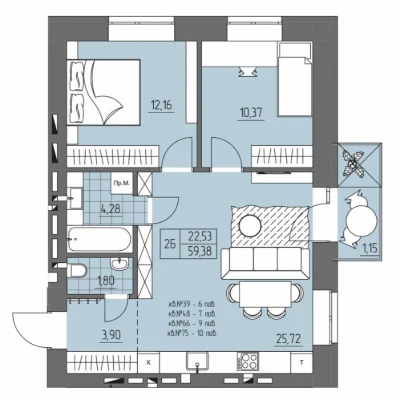 Two-bedroom apartment with the possibility of creating 3 rooms - Rivne