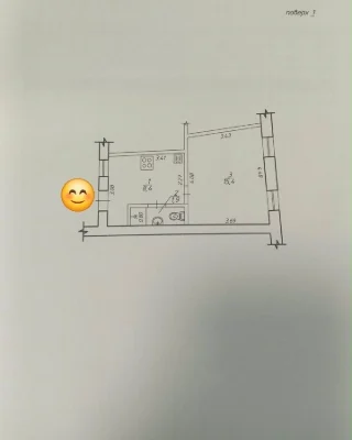 1-room apartment with central heating and own yard