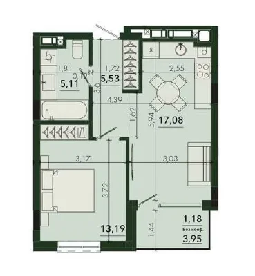 SVOЇ City: 1-bedroom apartment 41.94 m2