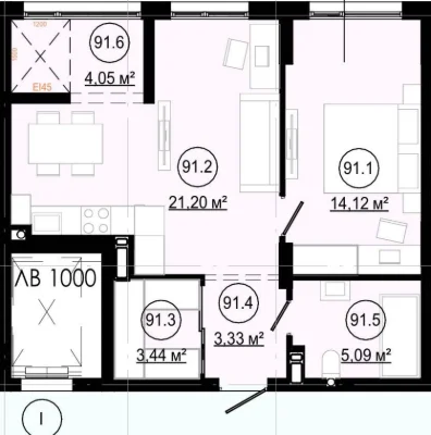 1-квартира 51 м² с кухней-студією 21 м² | Возможность рассрочки