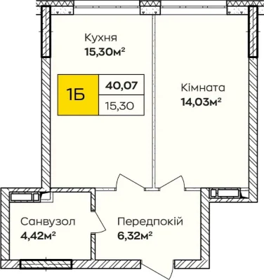 One-bedroom apartment 40 sq.m. in Pozniak, installment payment 23,708 UAH