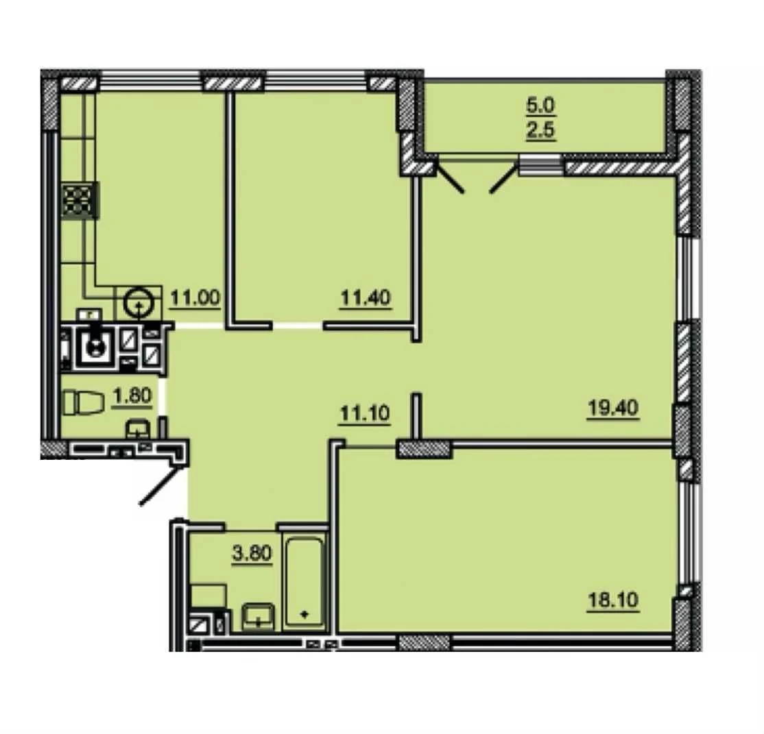 3-room apartment for sale in a completed new building on Pod Holoskom Street