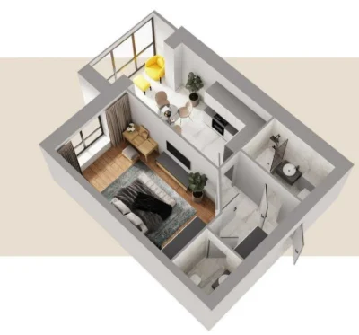Sale of 1-room apartment 43.6 sq.m. in the center