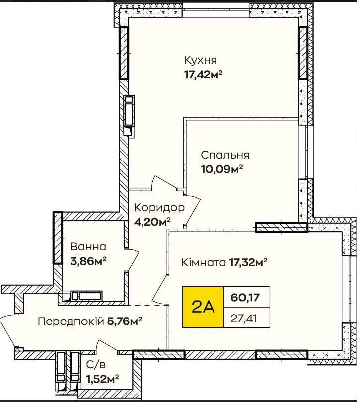 2-комнатная квартира со скидкой 5% - 185 тыс. грн! ЖК «Синергия Киев»