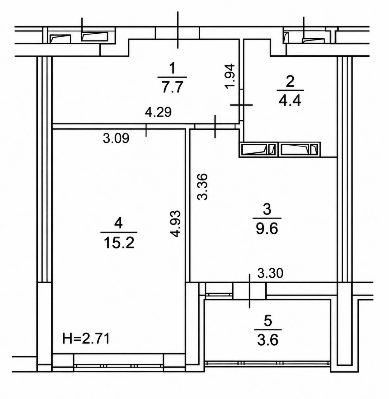 Modern 1-bedroom apartment with separate bedroom and kitchen-living room