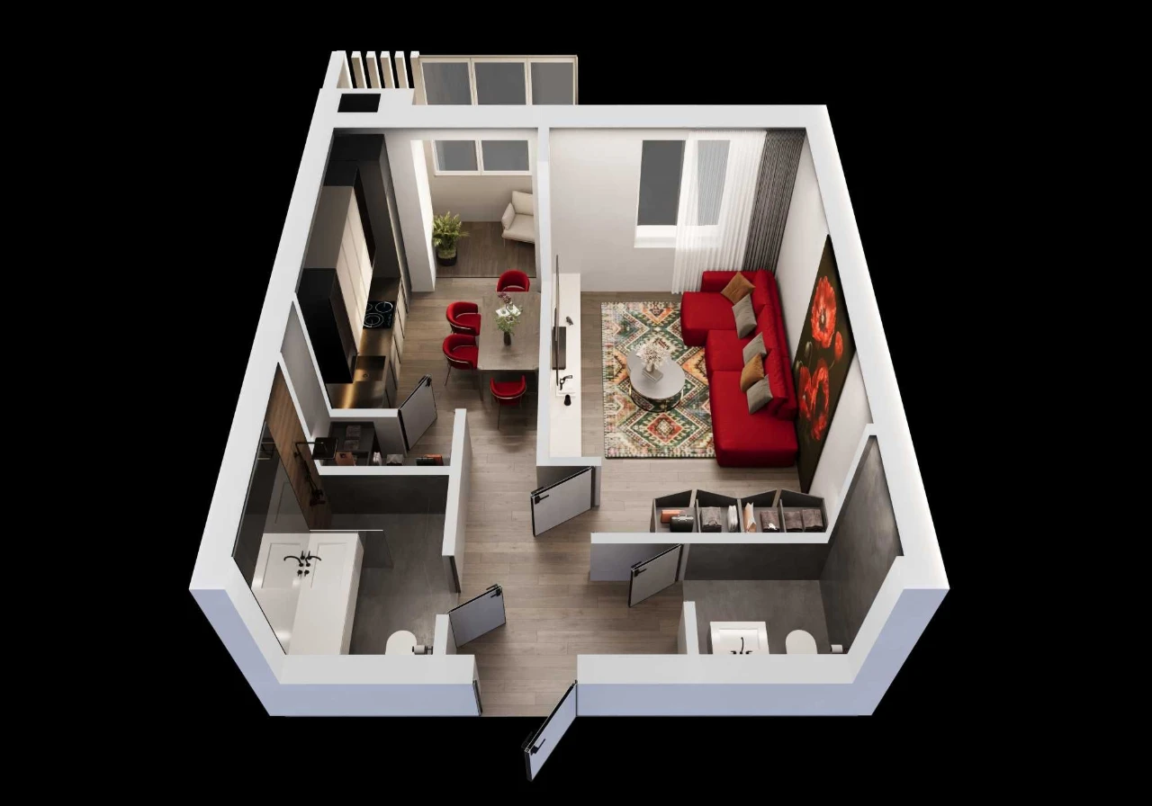 1-bedroom apartment 35.74 m² in the HEART | ЖК «Dom na Hrushvsky»