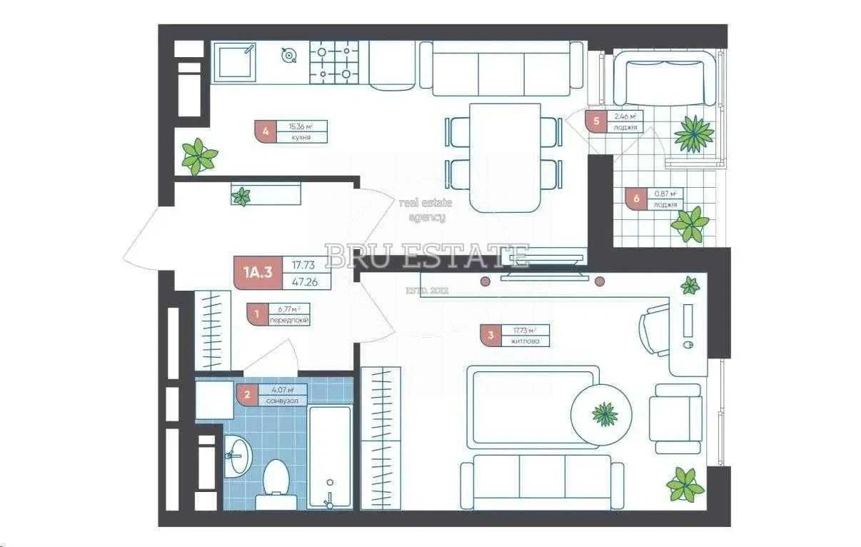 Sale of 1-bedroom apartment in Akadem-Kvartal Priklad Street