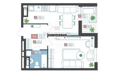 Sale of 1-bedroom apartment in Akadem-Kvartal Priklad Street