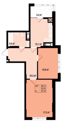 Cheaper than from the developer! 2-room apartment in the city center