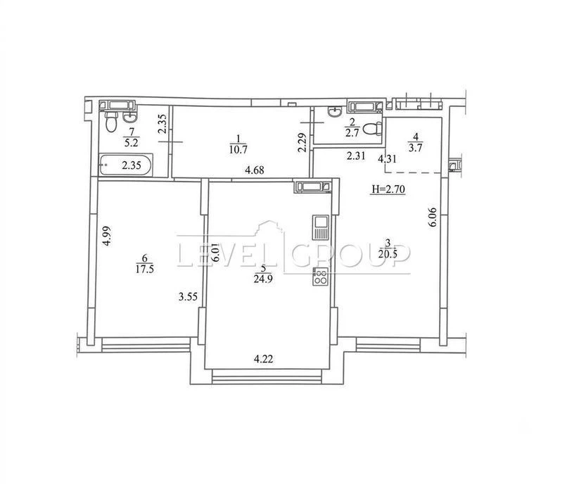 Two-room apartment for sale in Obolon Residences residential complex