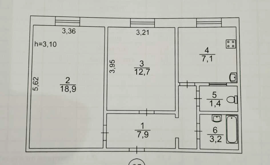 Sale of a 2-room apartment 51.2 sq m², Zagorvska, 36
