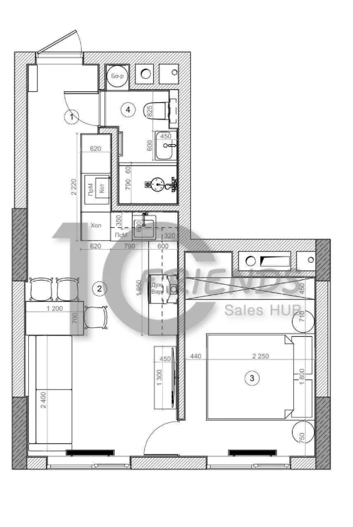 One-bedroom apartment in the Metropolis residential complex with a 3-meter ceiling
