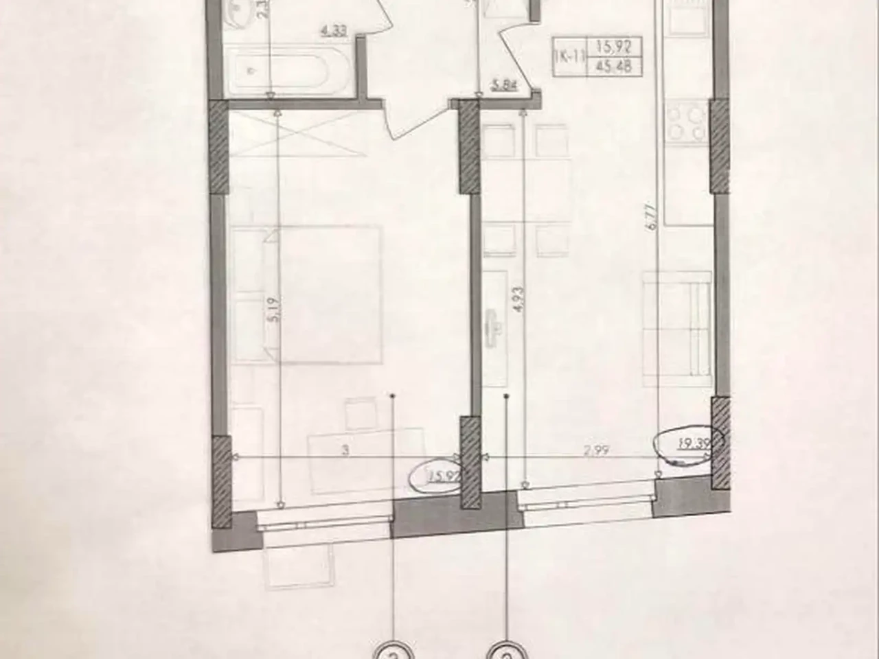 Продажа квартиры 2-комнатной, 46 м²