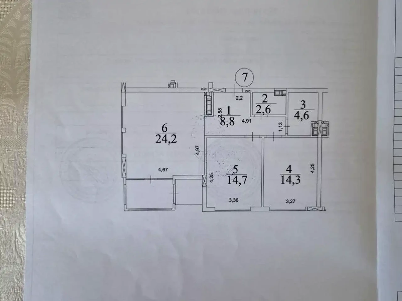 Sale of a 3-room apartment, 75 sq m, 3rd floor.