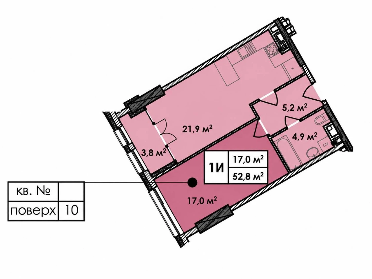 VIEWS OF 1-ROOM APARTMENT IN MANHATTAN CITY | 52.9 sq m | 10th floor